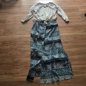 Blue multicolor maxi skirt